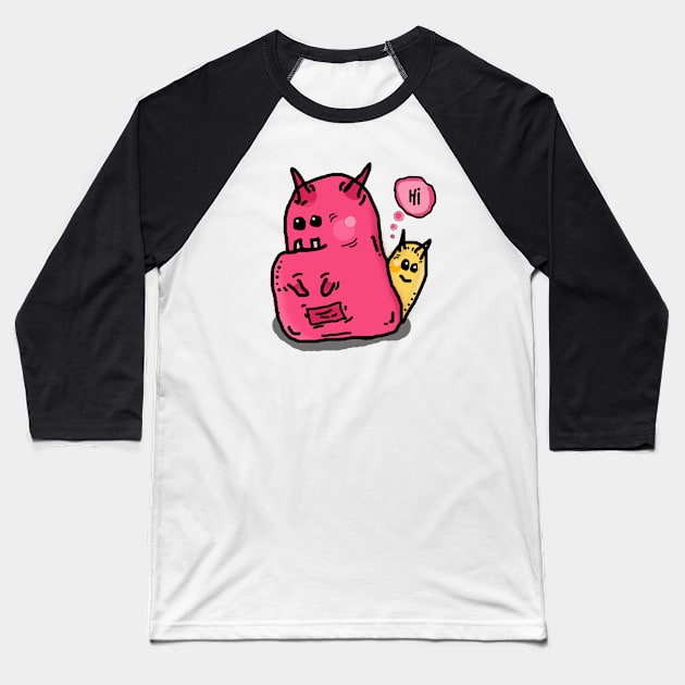 Cute Little Monster Baseball T-Shirt by Ando